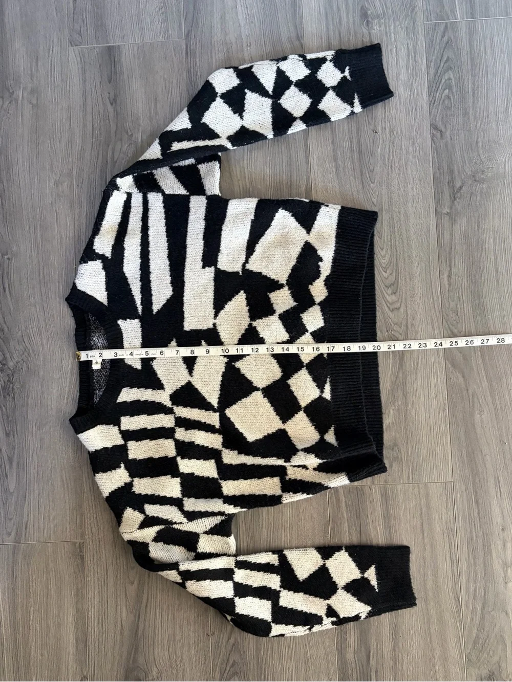Debut Black & Cream Geometric Crewneck Sweater - Picture 6 of 6